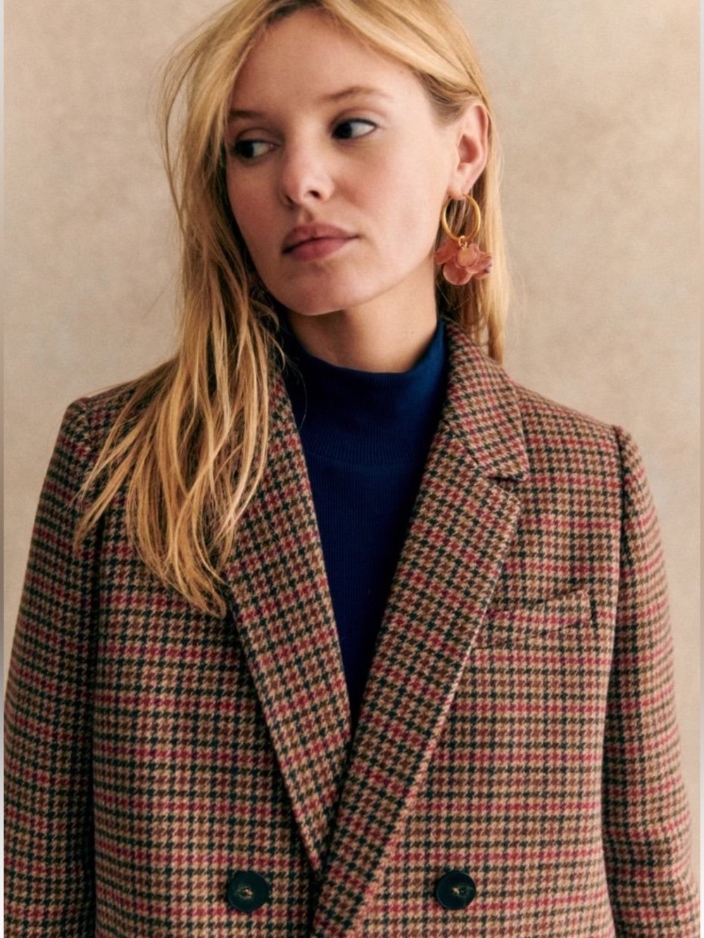 Sézane Christie Jacket in Brown Houndstooth FR 40 / US 8 - Picture 4 of 16